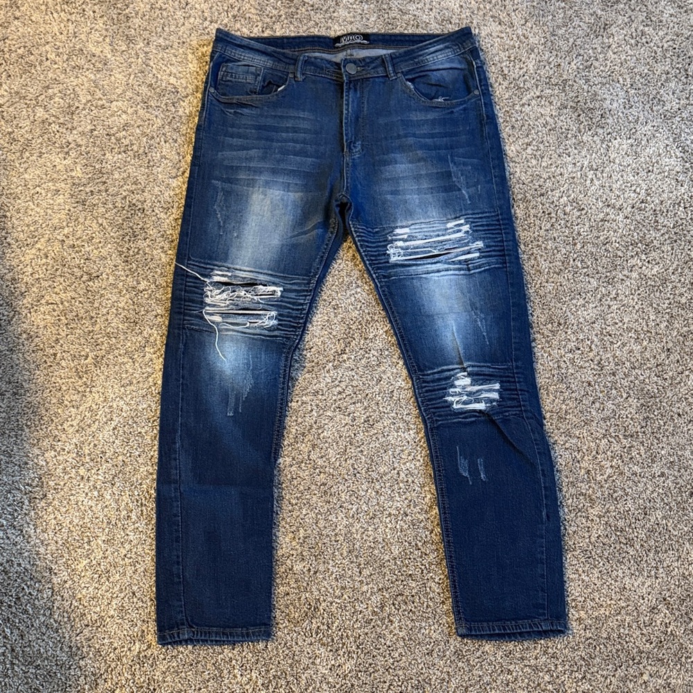 Hollister Men's Blue Ripped Skinny Jeans